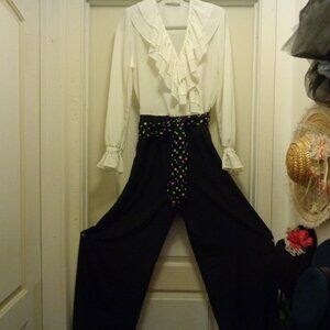 VINTAGE RETRO ROMANTIC CREPEY RUFFLES GIRL Jumpsuit By Joan Walters 10